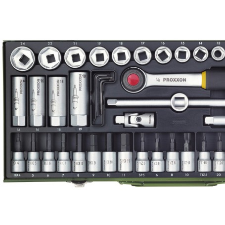 PROXXON Compact Set with 3/8 ’ Ratchet. 65-piece