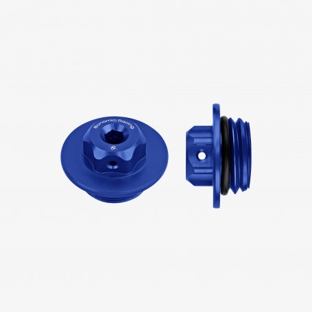 Bonamici Aluminum Oil Cap for Yamaha M27x3 - BLUE