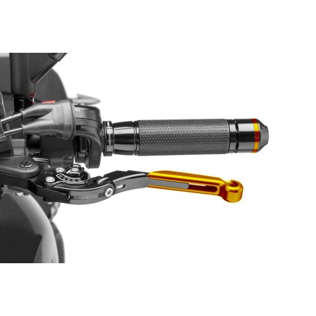 Puig Clutch Lever 16Black Ext.Gold Select.Black