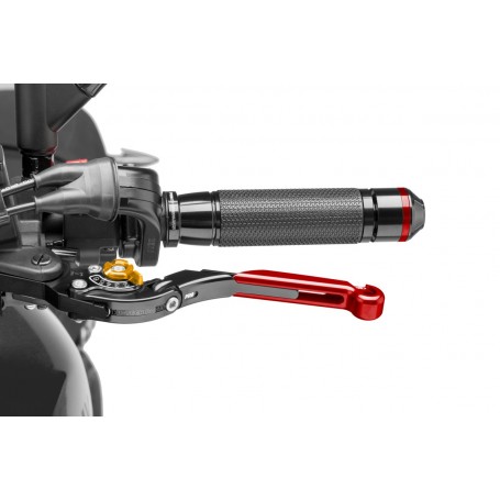Puig Clutch Lever 16Black Ext.Red Select.Gold