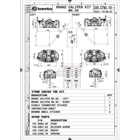Brembo Radial GP4-RS Monoblock Brake Calipers Kit 108mm - Black