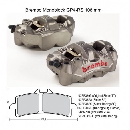 Brembo Radial GP4-RS Monoblock Brake Calipers Kit 108mm