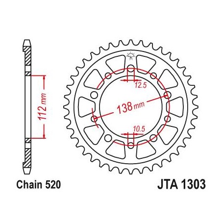 Aluminium Rear Race Sprocket. JTA1303.42