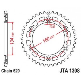 Aluminium Rear Race Sprocket. JTA1308.42