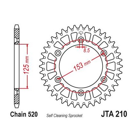 Aluminium Rear Race Sprocket. JTA210.40