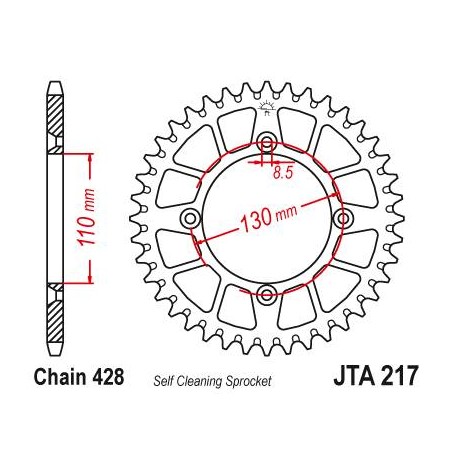 Aluminium Rear Race Sprocket. JTA217.56