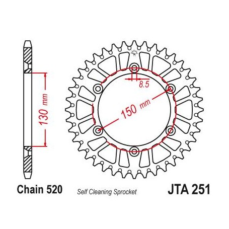 Aluminium Rear Race Sprocket. JTA251.47