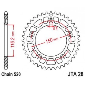 Aluminium Rear Race Sprocket. JTA28.42