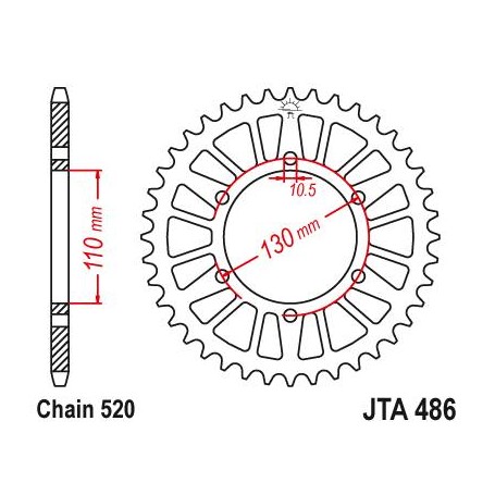 Aluminium Rear Race Sprocket. JTA486.46