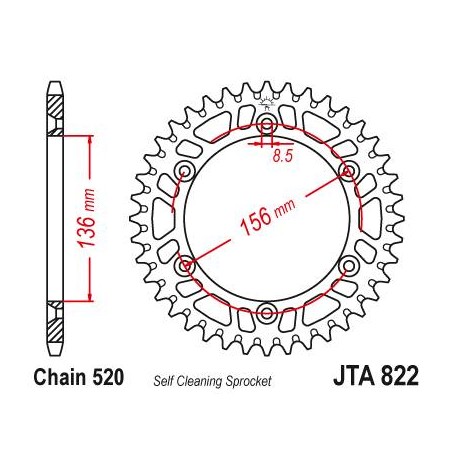 Aluminium Rear Race Sprocket. JTA822.42