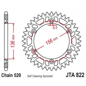 Aluminium Rear Race Sprocket. JTA822.45