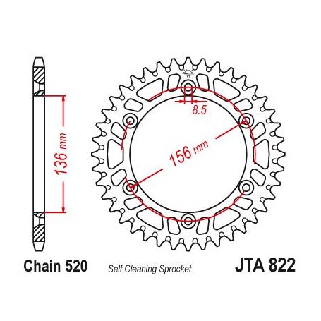 Aluminium Rear Race Sprocket. JTA822.47