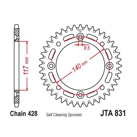 Aluminium Rear Race Sprocket. JTA831.46