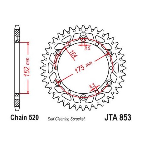 Aluminium Rear Race Sprocket. JTA853.48