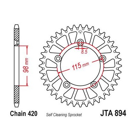 Aluminium Rear Race Sprocket. JTA894.48
