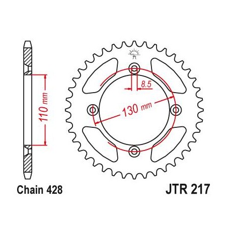 Steel Rear Sprocket. JTR217.50