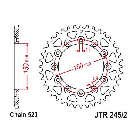Steel Rear Sprocket. JTR245/2.43