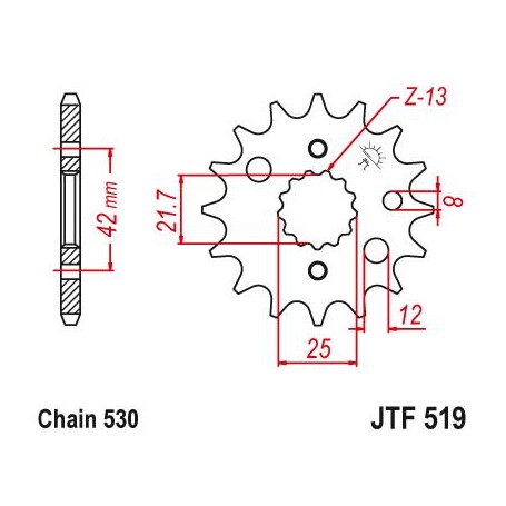 Steel Front Sprocket. JTF519.16