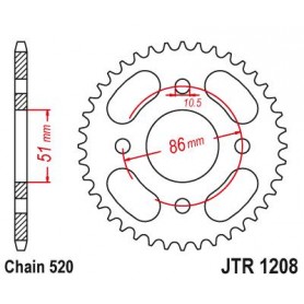 Steel Rear Sprocket. JTR1208.44