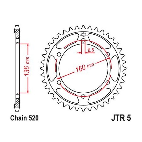 Steel Rear Sprocket. JTR5.49