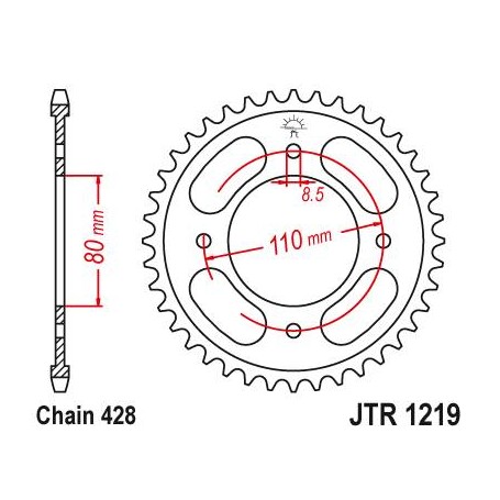 Steel Rear Sprocket. JTR1219.42