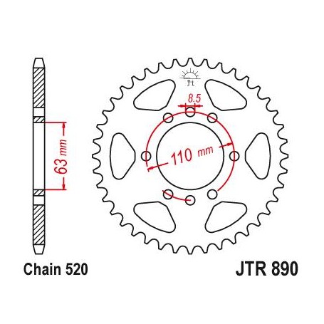 Steel Rear Sprocket. JTR890.45