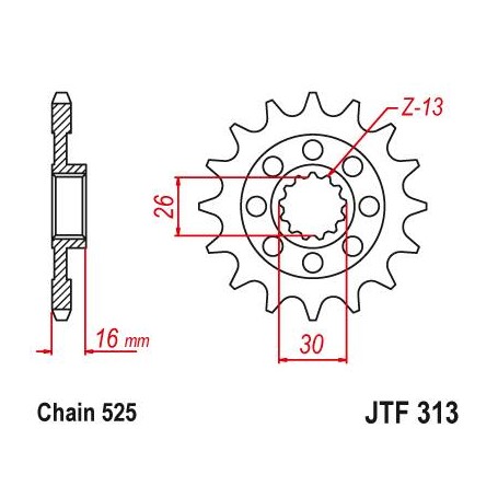 Steel Front Sprocket. JTF313.16