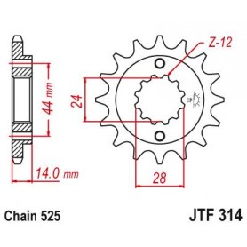 Steel Front Sprocket. JTF314.16