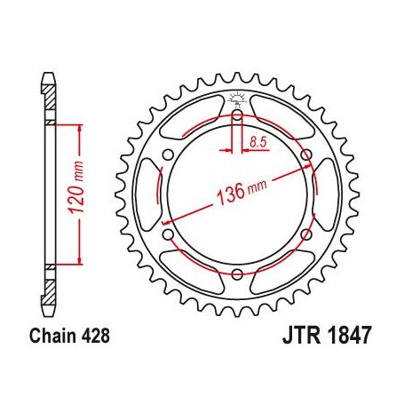 Steel Rear Sprocket. JTR1847.51