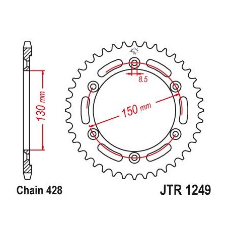 Steel Rear Sprocket. JTR1249.51