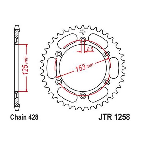 Steel Rear Sprocket. JTR1258.54