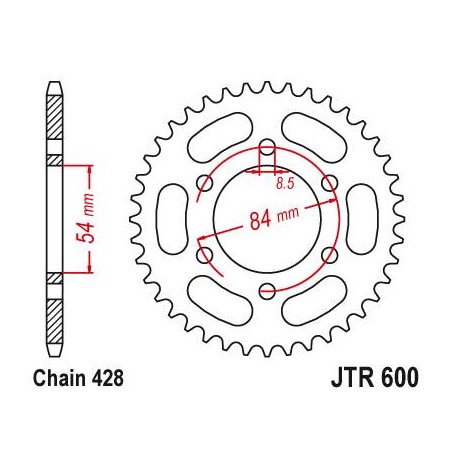 Steel Rear Sprocket. JTR600.52