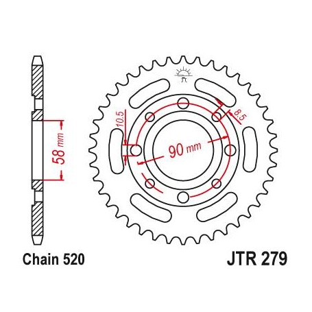 Steel Rear Sprocket. JTR279.30