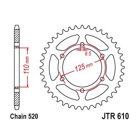 Steel Rear Sprocket. JTR610.51