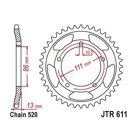 Steel Rear Sprocket. JTR611.43