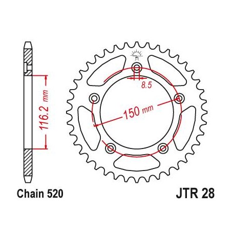 Steel Rear Sprocket. JTR28.42