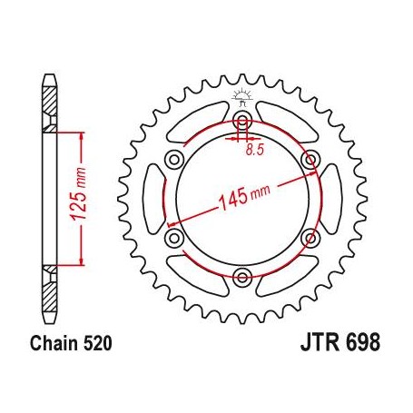 Steel Rear Sprocket. JTR698.39