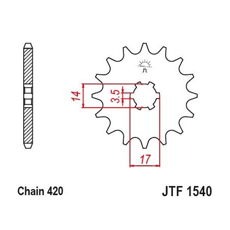 Steel Front Sprocket. JTF1540.14