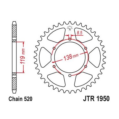 Steel Rear Sprocket. JTR1950.44