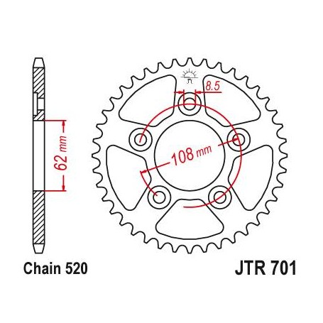 Steel Rear Sprocket. JTR701.40