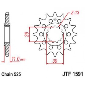 Steel Front Sprocket. JTF1591.16