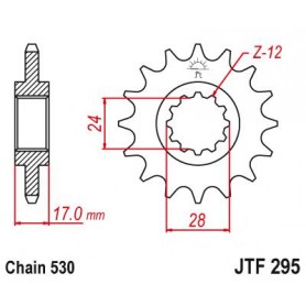 OEM Type Rubber Cushioned Front Sprocket. JTF295.15RB