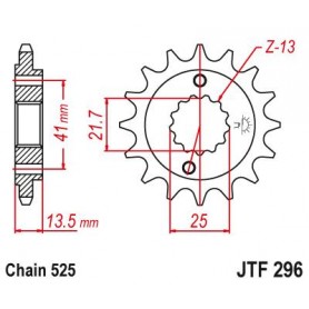 OEM Type Rubber Cushioned Front Sprocket. JTF296.16RB