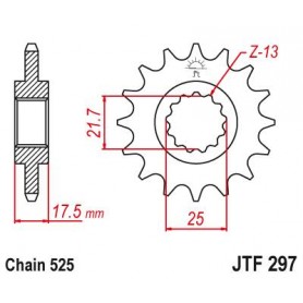 OEM Type Rubber Cushioned Front Sprocket. JTF297.15RB