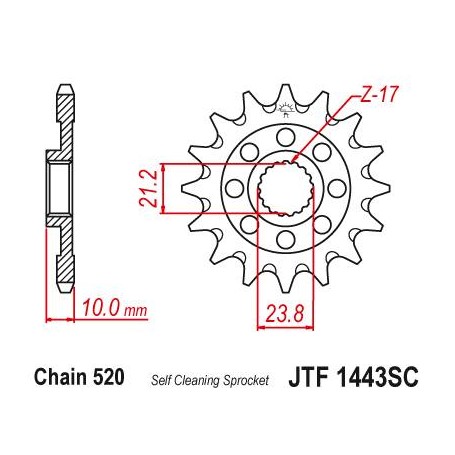 Lightweight Self-Cleaning Front Sprocket. JTF1443.14SC