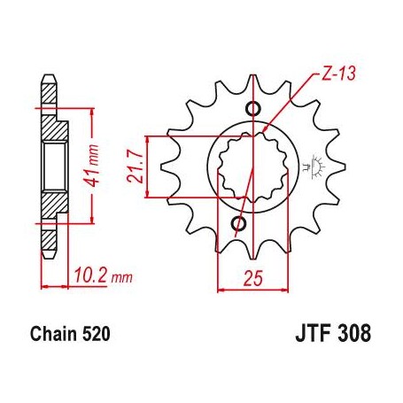 OEM Type Rubber Cushioned Front Sprocket. JTF308.14RB