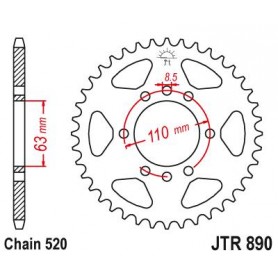 Aluminium Rear Race Sprocket. JTR890.45ZBK