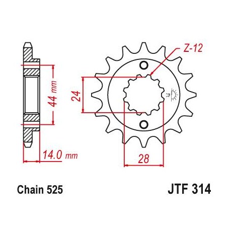 OEM Type Rubber Cushioned Front Sprocket. JTF314.16RB