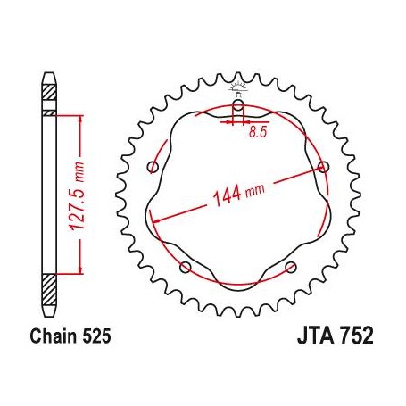 Aluminium Rear Race Sprocket. JTA752.41