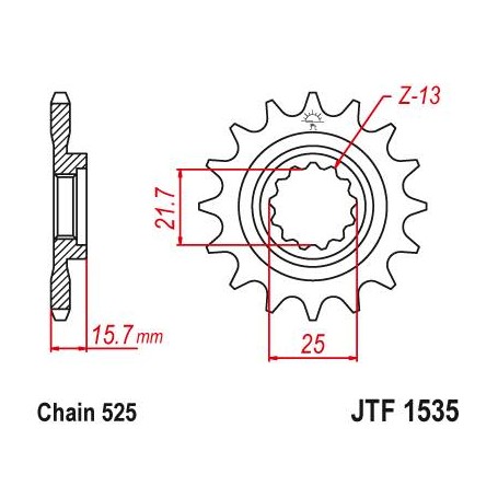 OEM Type Rubber Cushioned Front Sprocket. JTF1535.15RB